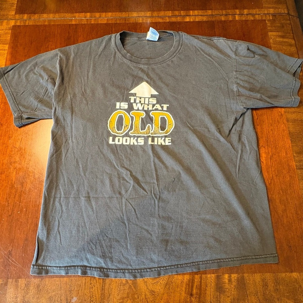 Vintage "This Is What OLD‎ Looks Like" Funny Graphic T-Shirt XL Gray Tee
